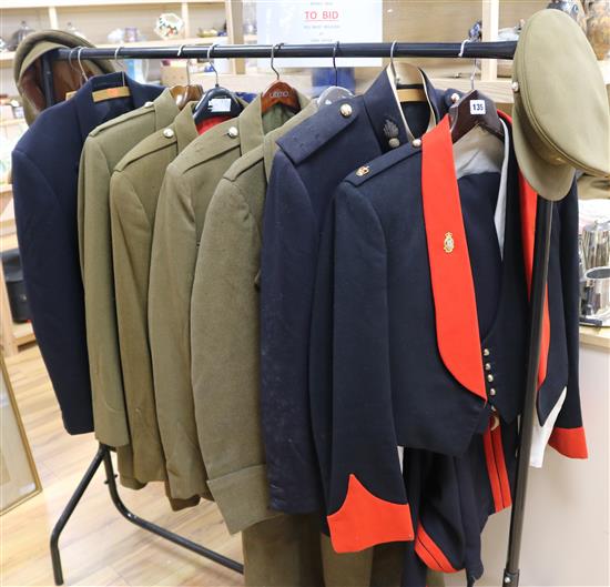 A collection of Royal Army Ordnance Corps Majors service and mess dress uniforms,